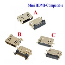 우드버닝툴 펜 인두기 10pcs 미니 hdmi 호환 암 커넥터 smd 19 핀 19p 리플 로우 솔더링 직각 표면 마운드 pcb rohs 리셉터클, c