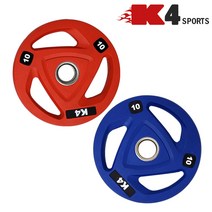 K4스포츠아몸디 K4-104 중량원판 10KG 우레탄 컬러원판 바벨 역기봉원판 데드리프트, 레드