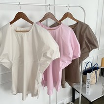 [비비애르] 볼륨 퍼프 반팔 블라우스 바스락 코튼 러블리한 여름BL 데일리 하객룩 만능코디