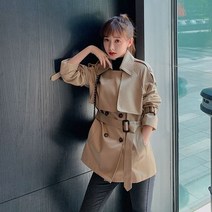 [이꾸띠] 타오스 여성 봄 가을 브이넥 크로스 카라 더블버튼 밸트 데일리 코트