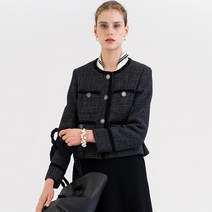 킨더살몬 FW21 Cropped Tweed Jacket Dark-navy