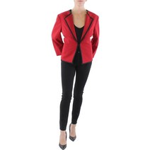 Le Suit 플러스 여성 우븐 콘트라스트 트림 칼라리스 블레이저, Fire Red/Black, US 18 (XL)
