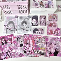 카와이 일본 소녀 카드 세트 사진 배열 엽서 방 벽 스티커 인쇄 개, 01 13pcs