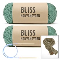 [니뜨] 블리스 뜨개실(50g)x2볼+줄바늘6.0mm, 314_다크민트
