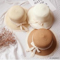 제이마켓 레이스뜨개리본 유아동밀짚모자