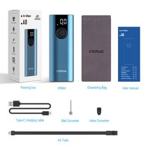 자전거 공 다용도 공기 주입기 펌프 cycplus 휴대용 기 팽창기 전기 자동차 고압, 파란색