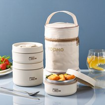 직장인 보온 도시락통스텐 보온 도시락통보온도시락 보온 주머니, 4개장 휴대용 식기 +열 보존 가방, 진한 파란색