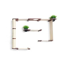CatastrophiCreations Mini Garden- 다층 고양이 해먹 및 등산 활동 센터 벽걸이 나무 선반 오닉스차콜 575469, English Chestnut Bamboo/Natura