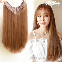 하이유니 스트레이트 반가발 셀프 붙임머리 헤어 피스 패션 부분 가발, 45cm, 라이트브라운
