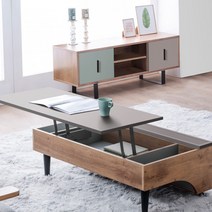 [수량한정 특가할인] 에보니아 리앤 그랜드 수납형 리프트테이블/거실테이블/소파테이블, 우드베이지