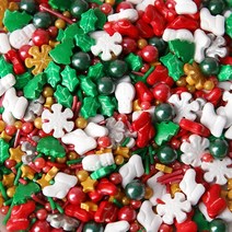 크리스마스토퍼 20g 식용 산타 크리스마스 스노우 크루치 설탕 비즈 진주 공 DIY 스프링클 레드 입술 케이, 12 20g Chris sugar 12