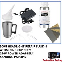 자동차 복원자동차 헤드 라이트 수리 유체 화학 연마 800ML 스팀 청소 액체 복원, 01 Full Kit