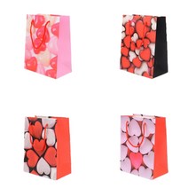 고급형 하트 코팅 쇼핑백 다회용백 백일 떡 도시락 악세서리 선물용 포장 튼튼한 종이 가방 향수 기념일 여자친구 기념 기념품 가방, 큰 레드화이트