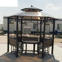 정자 옥상 야외 바베큐 원두막 테라스 정원 마당 펜션 팔각정 그늘 막 정자 테이블 의자 세트 차양 차광 하비리아, A