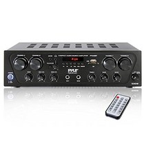 Pyle 무선 가라오케 블루투스 스테레오 수신기 - USB 헤드폰 2개의 마이크 입력(에코 포함)이 포함된 4채널 전력 증폭기 홈 스피커 시스템에 적합한 PA용 Talkover - PTA42BT
