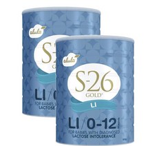 알룰라 S26골드 리 락토즈 특수분유 우유 0-12개월 청정호주 Alula S-26 Gold L.I Lactose Intolerance 900g 2팩, 2개