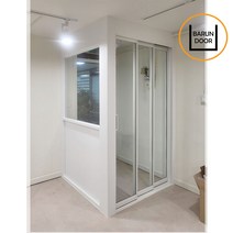 [20] 바른도어 ㄱ자 파티션 초슬림3연동 중문 슬라이딩 화이트 투명강화 시공비포함 현관 중문 아파트 빌라 반려견 소음차단, 20개