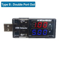 디지털 USB 전화 충전기 용량 측정기 충전 전류 전압 모니터 테스터 전압계 전류계, 01 Double Port Out