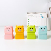 주문제작 의류겸용 곰돌이 스탬프, 연두/의류검정, K18