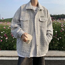 남성 울 카라 트위드자켓 봄 가을 겨울