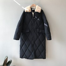 하프 기장 패딩 아가일체크 여 하프코트 루즈 핏 겨울 다운