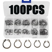스냅링 100pcs circlip 세트 외부내부 유지 e-type cir 클립 잠금 스냅 링 세트 구멍 샤프트 칼라 와셔 스테인레스 스틸