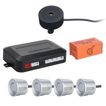 자동차 전방 감지 센서 CarPro 범용 4 개의 부저 12V 22mm 주차 키트 역방향 백업 레이더 사운드 경고 표시기 프로브 시스템 597EA 3, 03 silver
