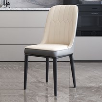 고급스런 가죽 식탁의자 등받이 가페 가정집 식당 업소용 인테리어 체어, 【화이트】【검은 발】