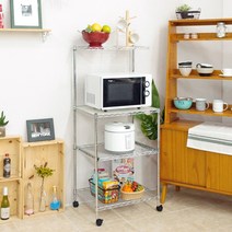 팬물산 메탈렌지 테이블 스탠드 선반, 블랙