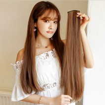 하이유니 스트레이트 펌 똑딱이 부분 헤어 피스 셀프 붙임머리 가발 3개, 브라운블랙 / 60cm / 3개 - 1세트