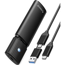 오리코 M.2 SATA NVMe SSD 듀얼 겸용 외장케이스 (냉각핀) + 2 in 1 케이블 PWEM2-G2, 블랙