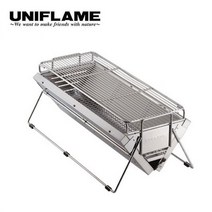 일본 UNIFLAME 야외 캠핑 그릴 스테인레스 테이블 오븐 철판구이 휴대용 바베큐 화로대, 그릴-L