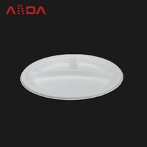 3칸 펄프 원형 접시 9인치 225파이 500개