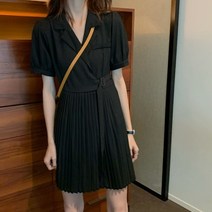 모노위크 투데이 카라넥 렙스타일 플리츠 미니원피스