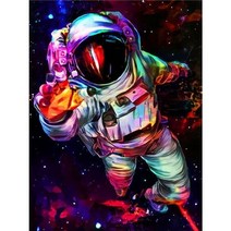 DIY 명화 유화 그리기세트 색칠 로 우주 비행사 캔버스에 그리기 그림 선물 그림 키트, 9924882, 60x75cm DIY 프레임