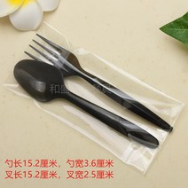 빈티지 디저트 커트러리 포크 나이프 일회용 티슈 세트 개별포장 블랙 스푼 플라스틱 도톰한 피자 양식 과일, 06 스푼5천 세트