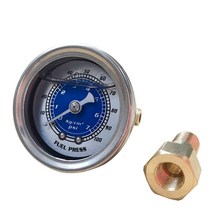 블루 오일 프레스 게이지 자동차 연료 압력 액체 충전 키트 1/8 NPT 0-100PSI 혼다 시빅 CRX 아큐라 미쓰비시 이클립스 용, 상세내용표시