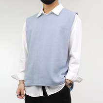 콘피아르 라운드넥 언발 트임 골지 니트 베스트 TC8301W
