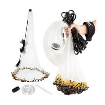 정품 Victorem 캐스트 네트 4/6 Ft. Radius - 낚시용 미끼 그물 3/8 메쉬 크기 투척 코팅된 철 싱커가 포함된 바닷물용 고급 낚시 그물 수리 키트 및 버킷 포, 4 Feet Radius