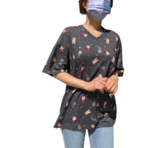 베러댓걸 여성용 빅사이즈 미키 브이넥 반팔 티셔츠