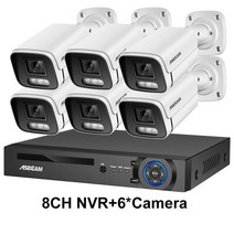 신제품 4K 카메라 시스템 8MP 마이크 CCTV POE NVR AI 컬러 홈 감시 아웃도어 세트 씨씨티비, 03 8CH NVR and 6 Camera_03 2T