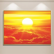 떠오르는 해 일출 돈들어오는 그림 개업 선물 침실 식당 거실 장식용 붉은 태양 현관 통로 벽화, 70x100, 검은색, 섹션 B