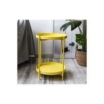 북유럽 심플 더블레이어 작은 티테이블 코너 라운드 커피테이블 거실 미니소파 사이드테이블, Yellow