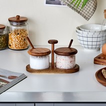 [모던하우스] 아카시아우드 내열유리 양념병2P세트(스푼포함)