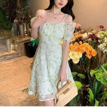 플라워 자수 원피스 기질 조거 프렌치 선녀 스커트 양기 반팔 스커트
