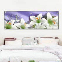 보석자수나라 대형 비즈 보석십자수 큐빅 구슬 diy 원단형 자수 백합꽃 100x35cm