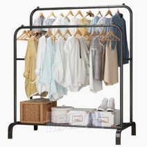 마켓덤 심플2단행거 고정형행거 공간활용행거 선반형행거, 화이트:대형