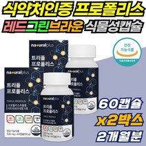 식물성 츄어블 캡슐 트리플 프로폴리스 레드 그린 브라운 간편하게 씹어 먹는 항산화제 토코페롤 바카리스 나무 수액 빨간나무수액 포플라계 셀렌 아연 비타민 A B D E 미네랄 셀렌