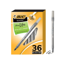 BIC 빅 라운드 스틱 볼펜 (1.0mm) 검정색 청색 적색 사무용품 필기도구, 검정 36개입 1타스 (박스포장)