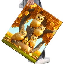 FASEN 액자 보석십자수 캔버스형 DIY 키트 40 x 50 cm, 1세트, FAN115.부엉이 가족